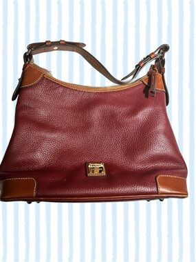 Dooney & Bourke Burgundy Leather Shoulder Hobo with Brown Trim